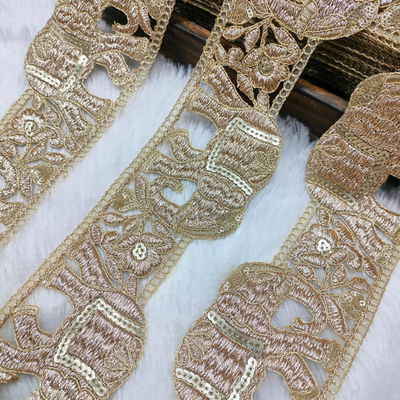 Traditional Elephant Motif Embroidered Lace