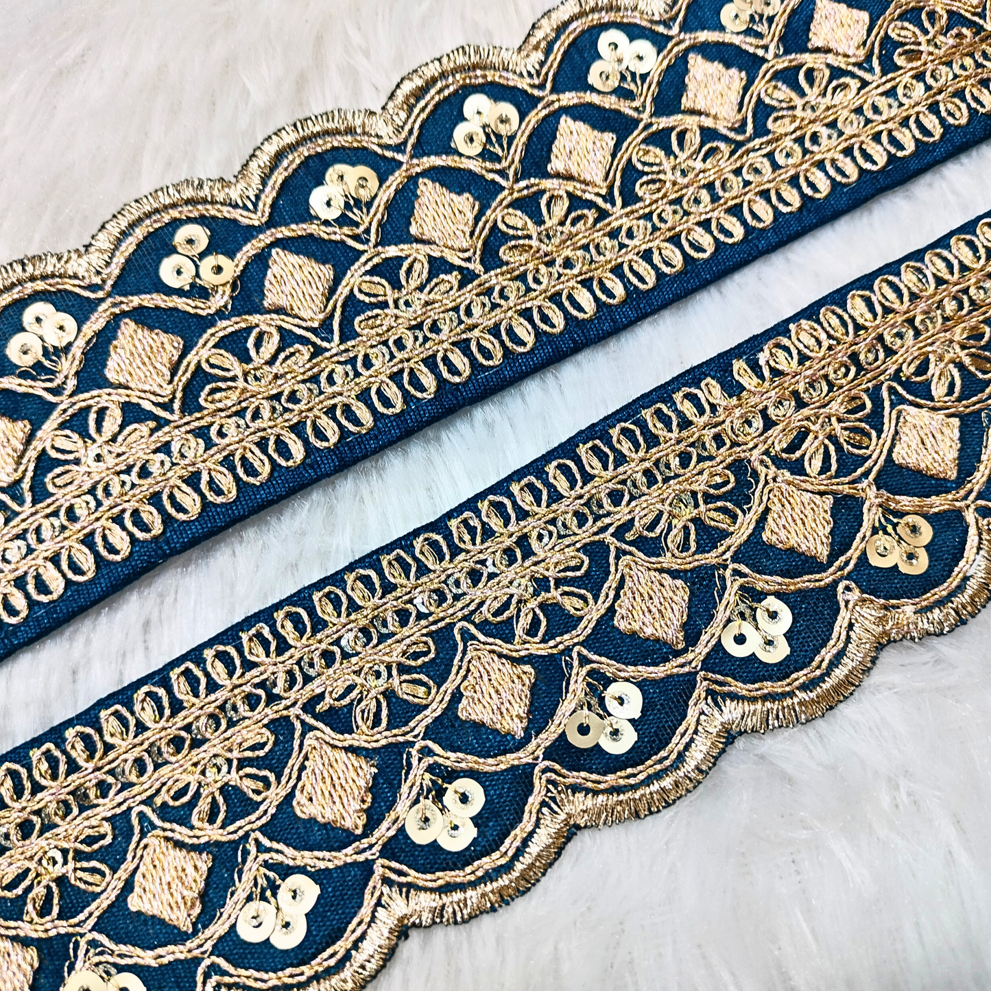 Fancy Zari Blue Embellished Trim