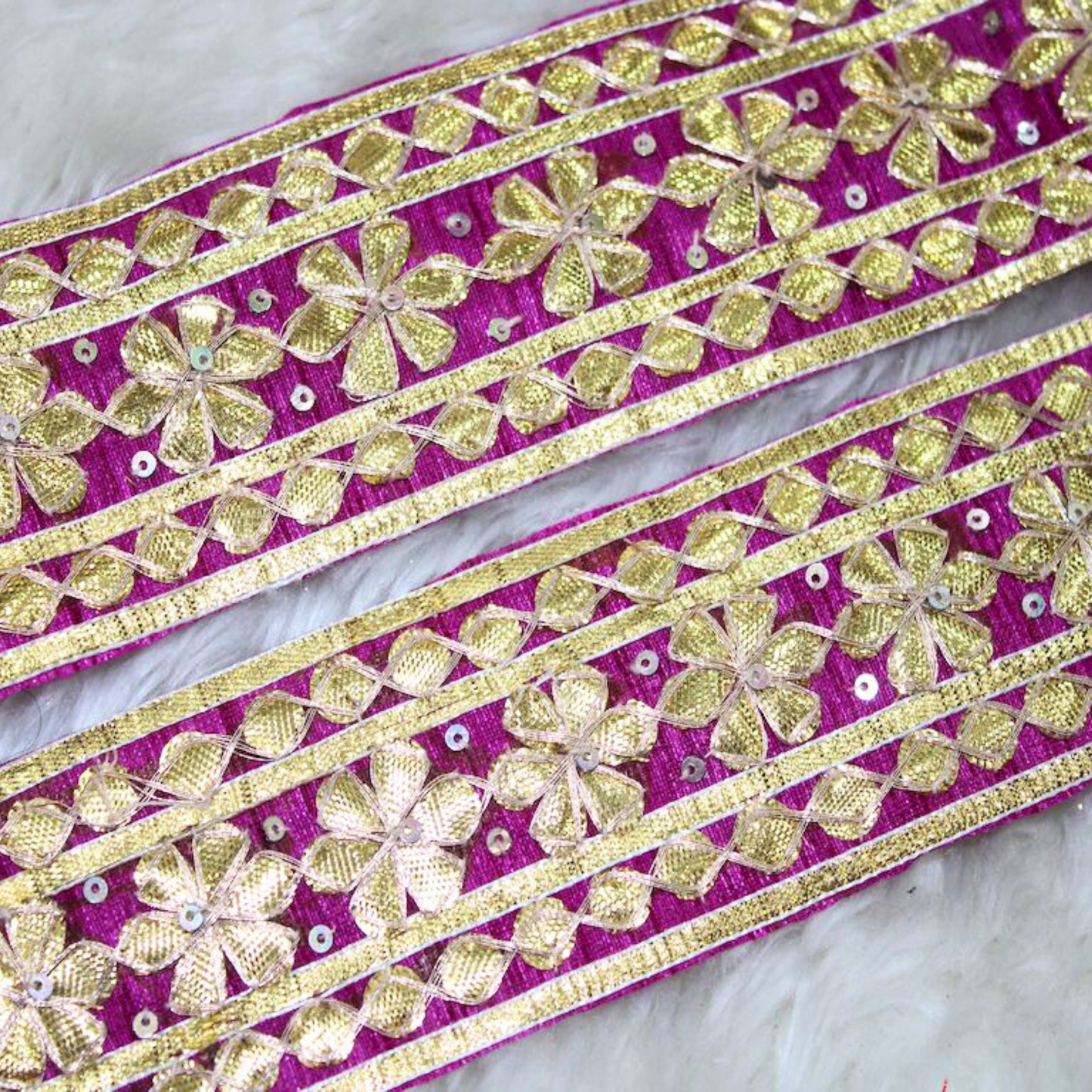 Purple Floral Gota Trim