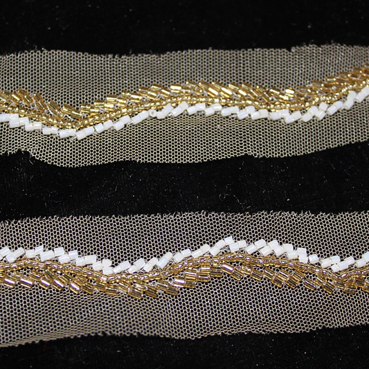 Gold And White Intricate Embellished Border