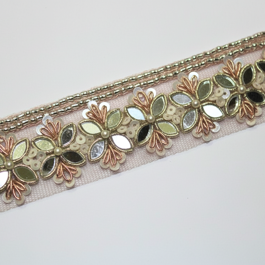 Rose Gold Mirror Lattice Handwork Lace