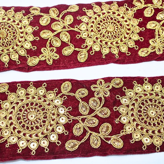 Maroon Fancy Sequin Work Trim