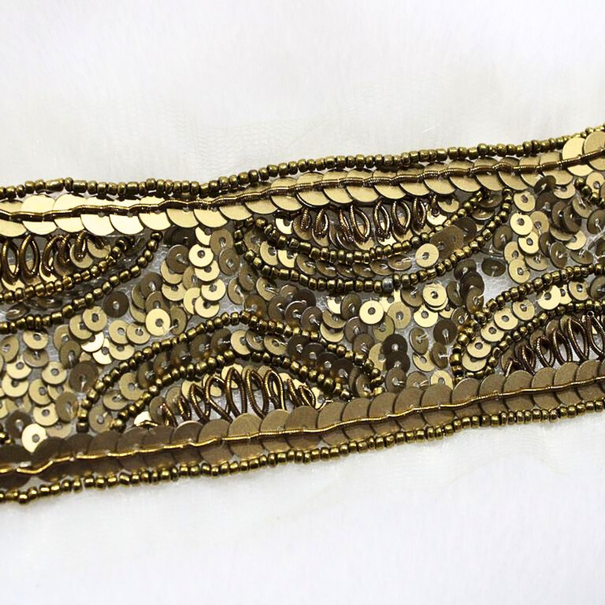 Antique Gold Handwork Embellished Trim