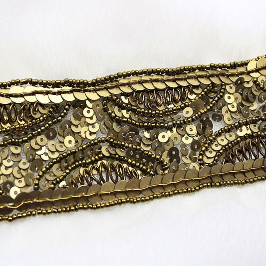 Antique Gold Handwork Embellished Trim