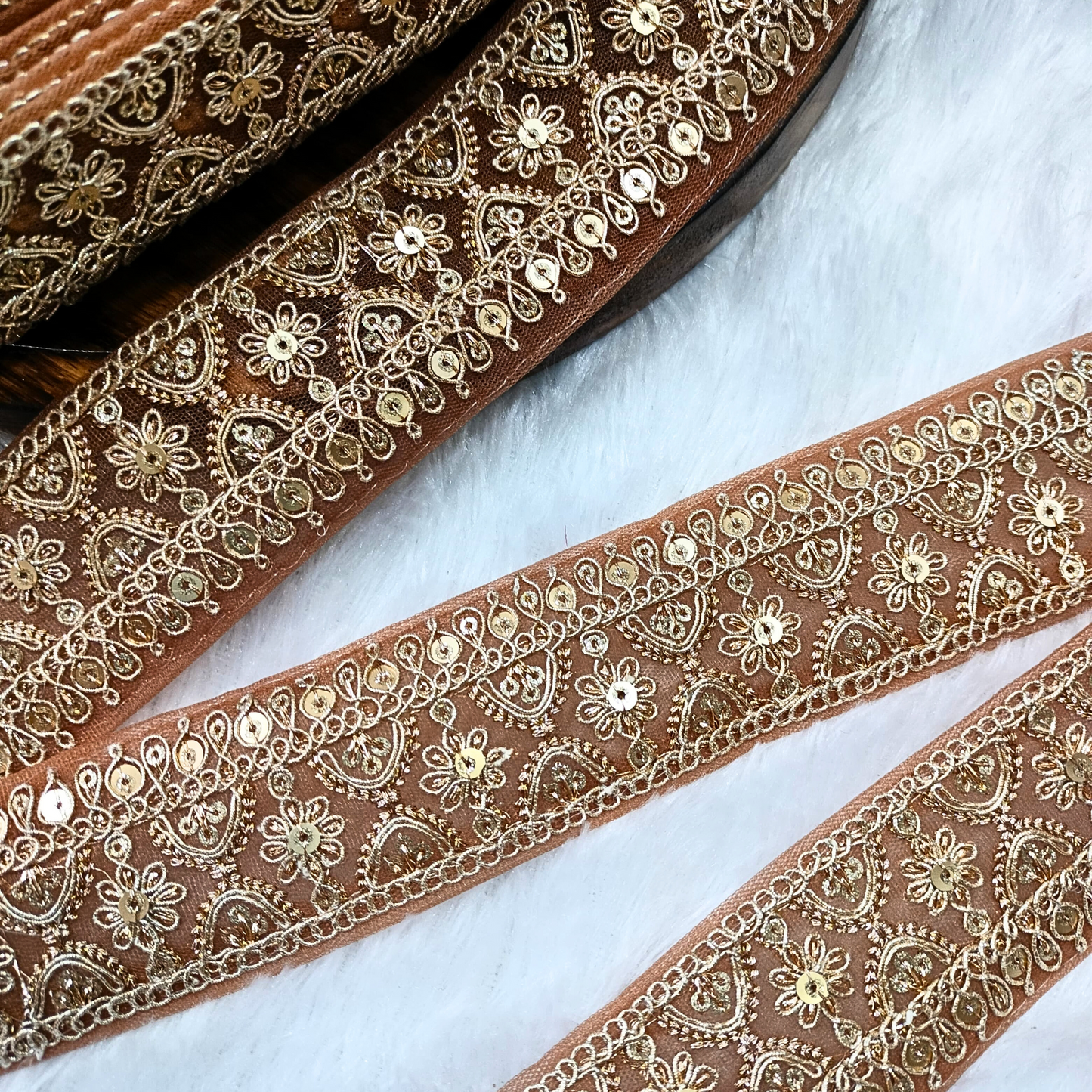 Fancy Brown Embellished Trim