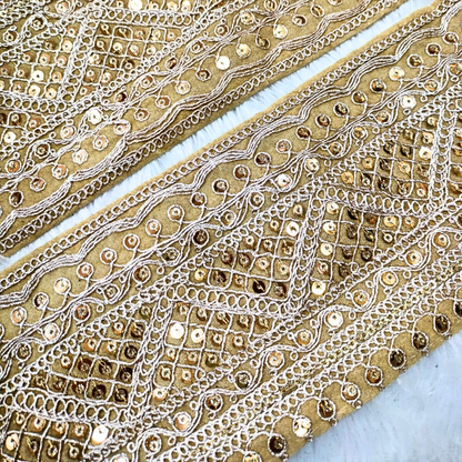 Beige Fancy Embellished Trim