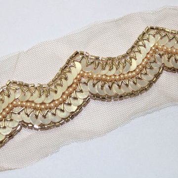 Ivory Gold Scallop Lace