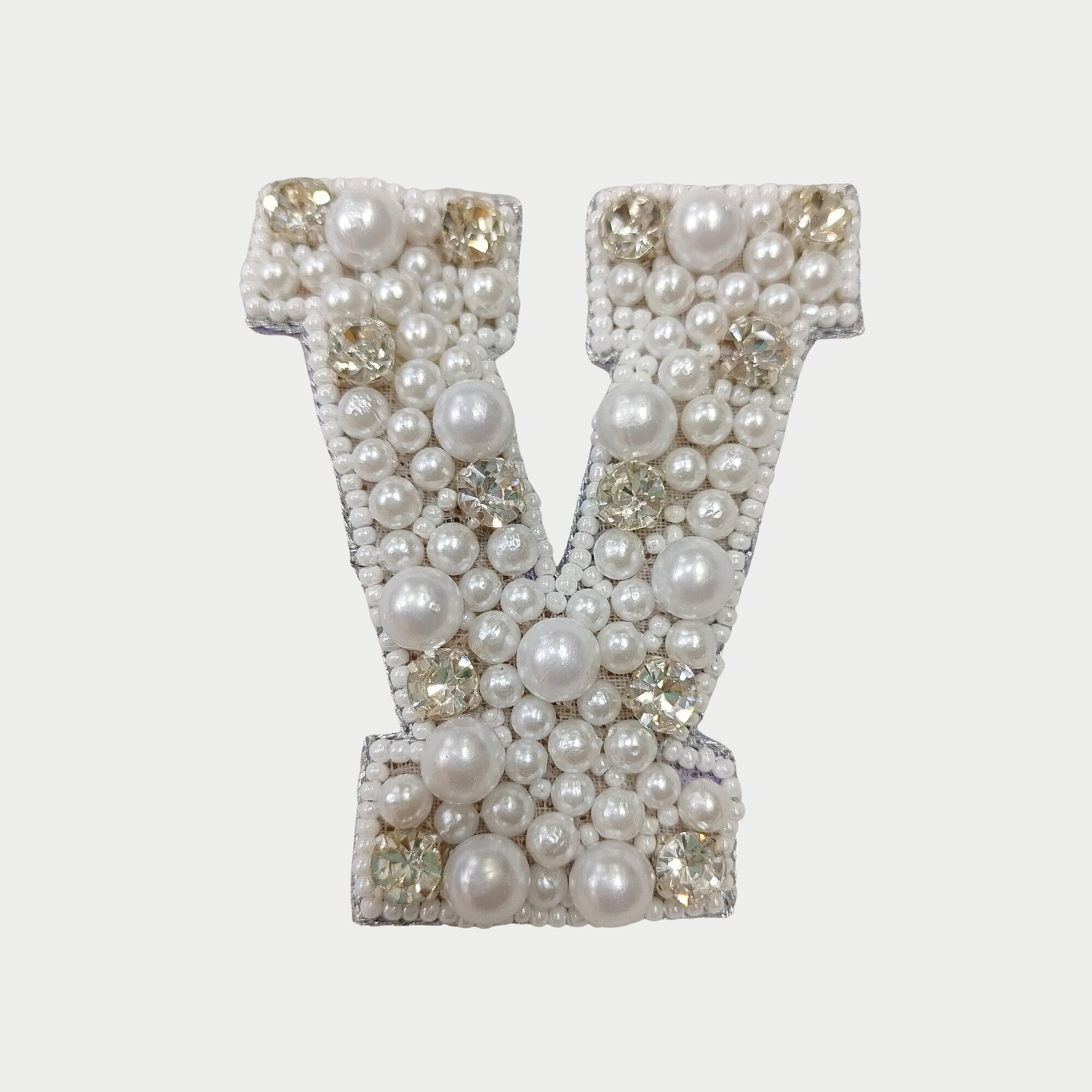 Stone & Pearl Alphabet 'V' Patch