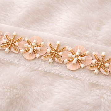 Blush Pink Floral Bead & Tube Lace