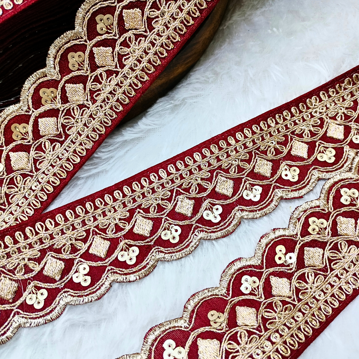 Fancy Maroon Zari Embellished Trim