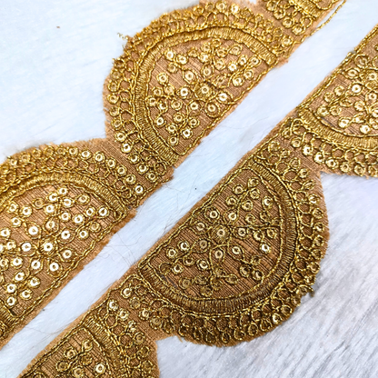 Beige Fancy Sequin Work Trim