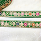 Radiant Dark Green Base Multicolor Stitch Trim