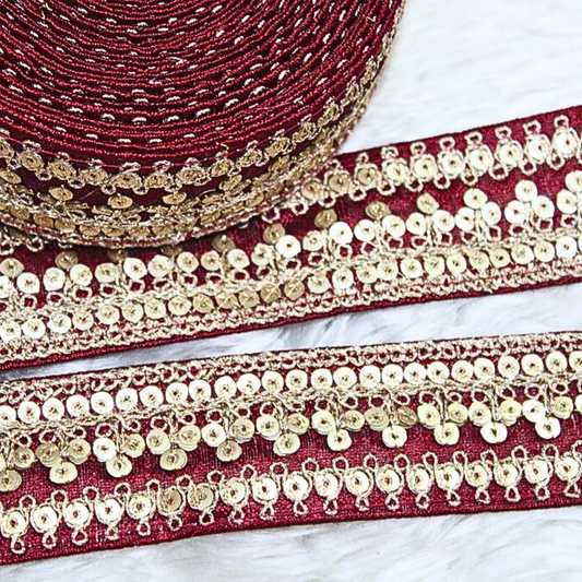 Brown Fancy Zari And Sequin Trim