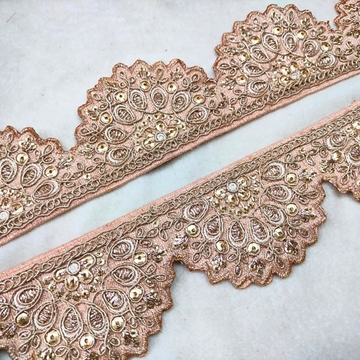 Peach Scalloped Fancy Zari Trim