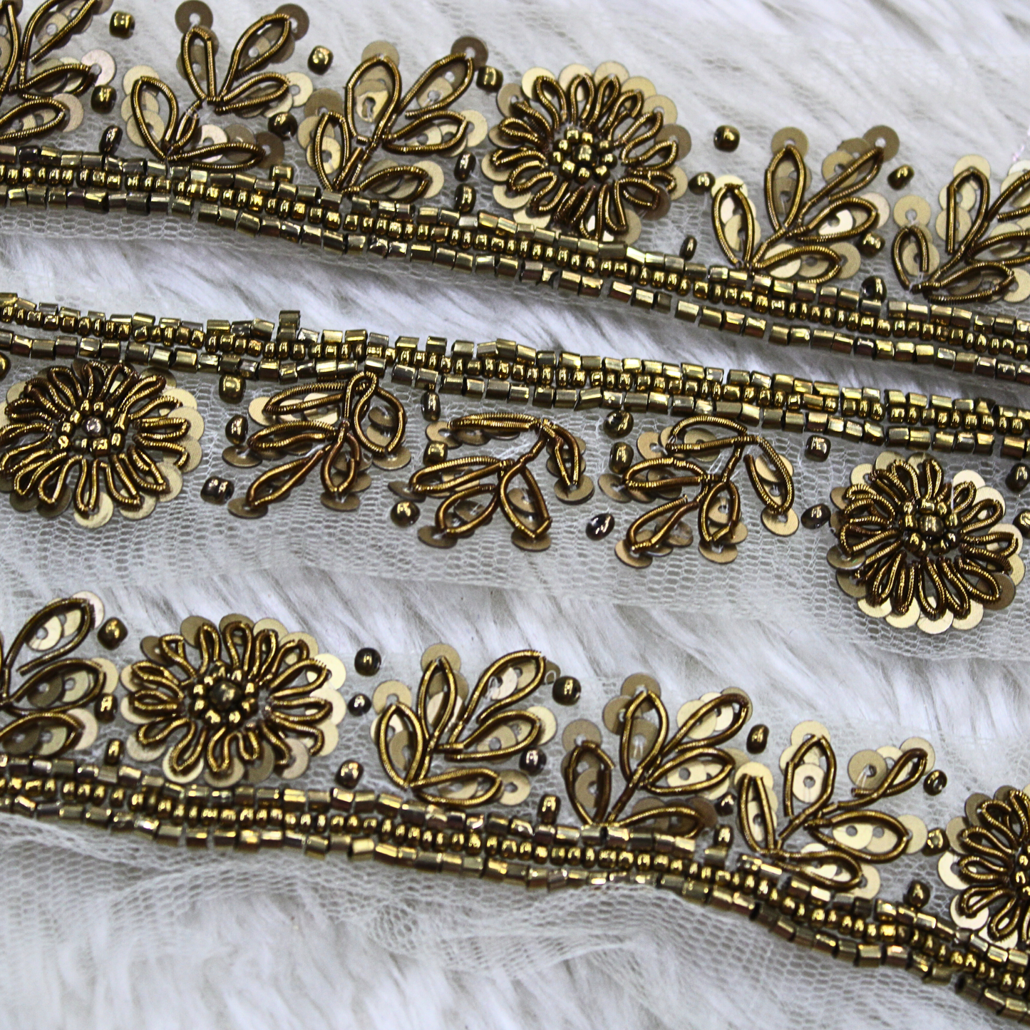 Antique Gold Floral Handwork Trim