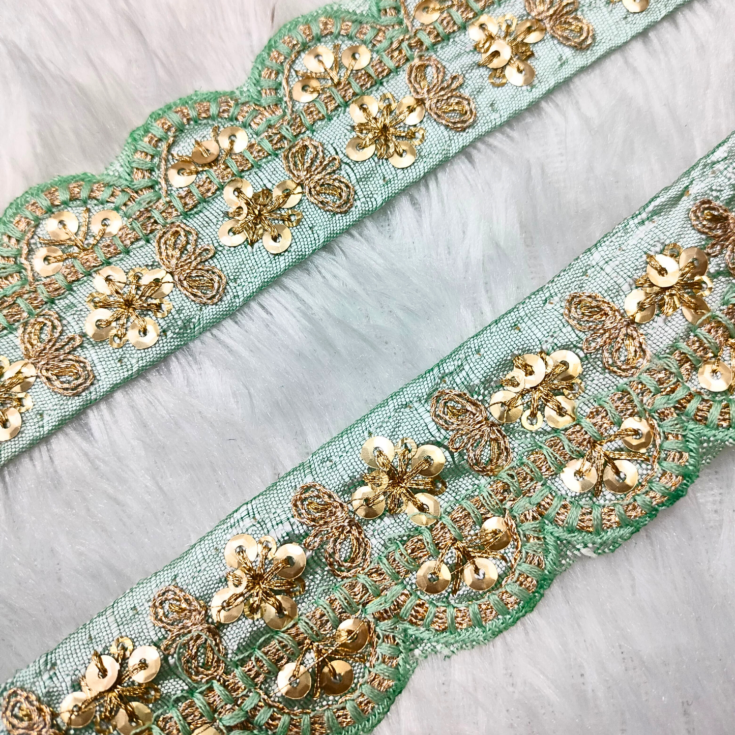 Sea Blue Fancy Embellished Trim