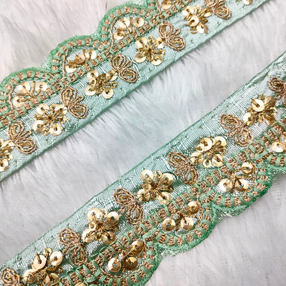 Sea Blue Fancy Embellished Trim