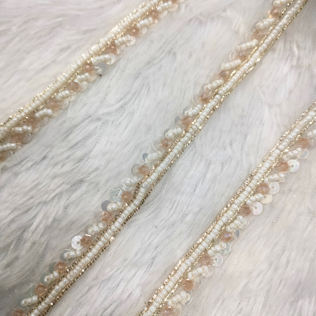 Minimal Sequin & Pearl Beaded Trim