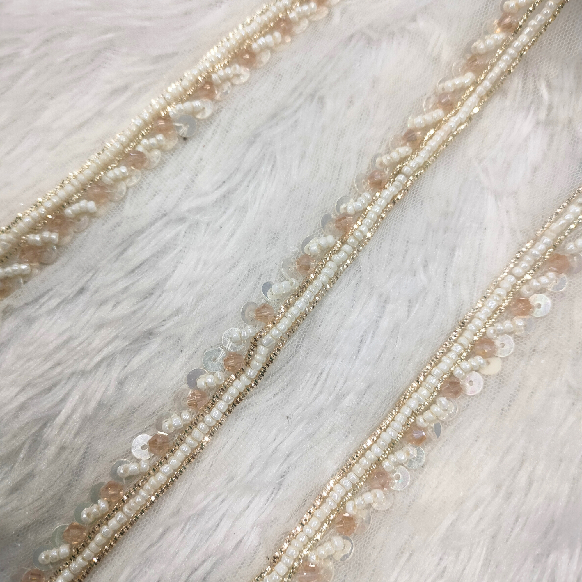 Minimal Sequin & Pearl Beaded Trim