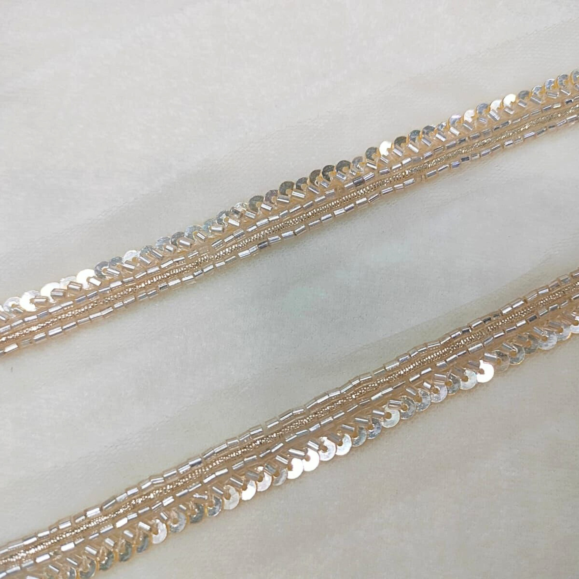 Light Gold Sequin and Cutdana Handwork Trim