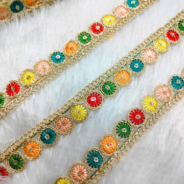 Multicolor Half-Bell Embroidered Lace