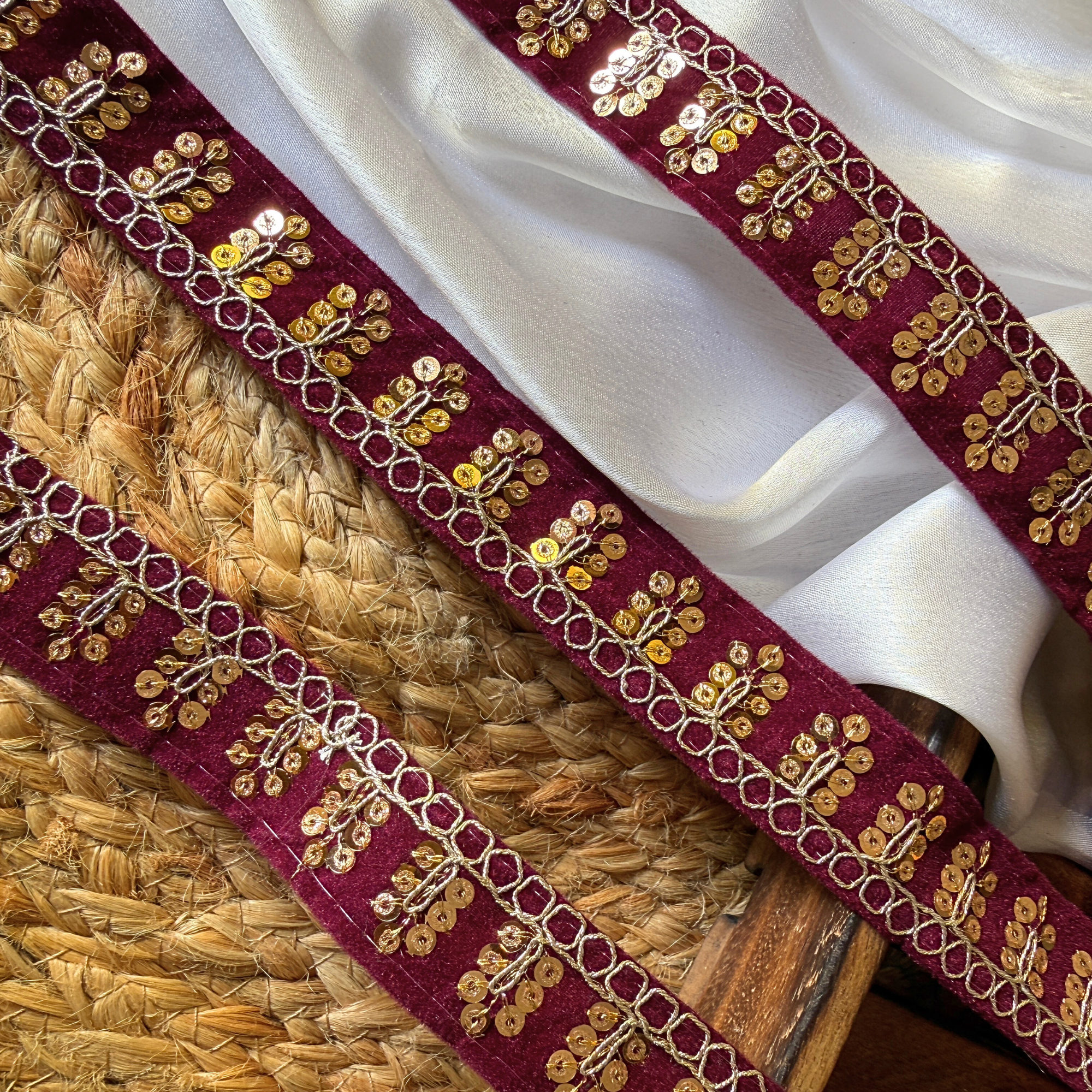 Velvet Sequin Embroidered Trim
