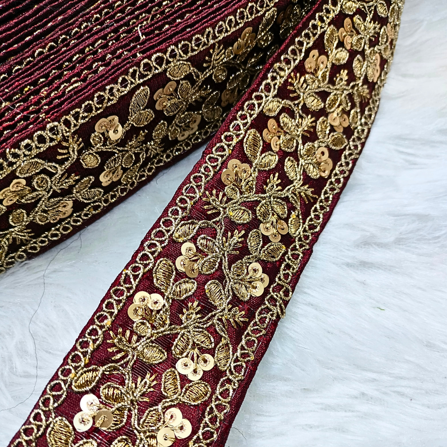 Maroon Fancy Zari Embellished Trim