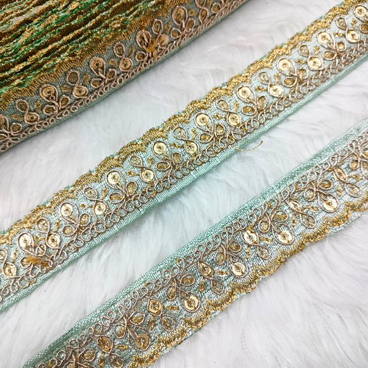 Fancy Sea Green Zari Trim