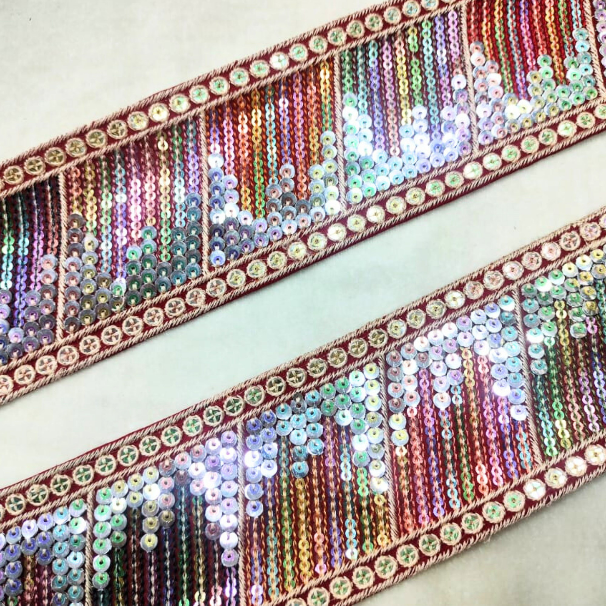 Multicolor Sequin Trim Lace