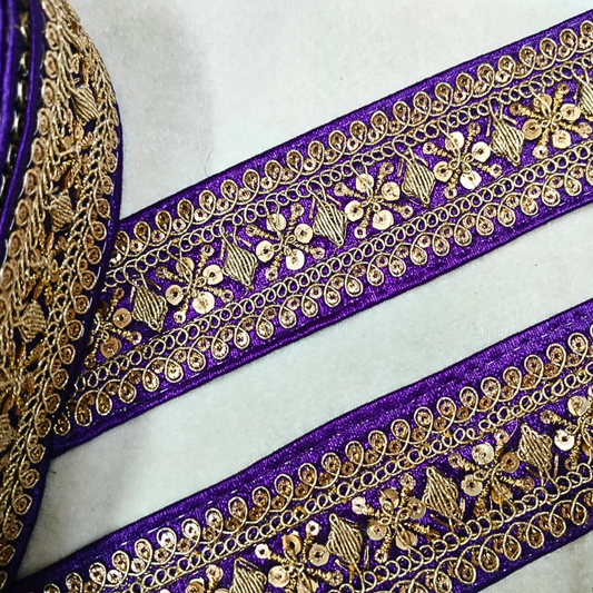 Purple Fancy Sequin Work Trim