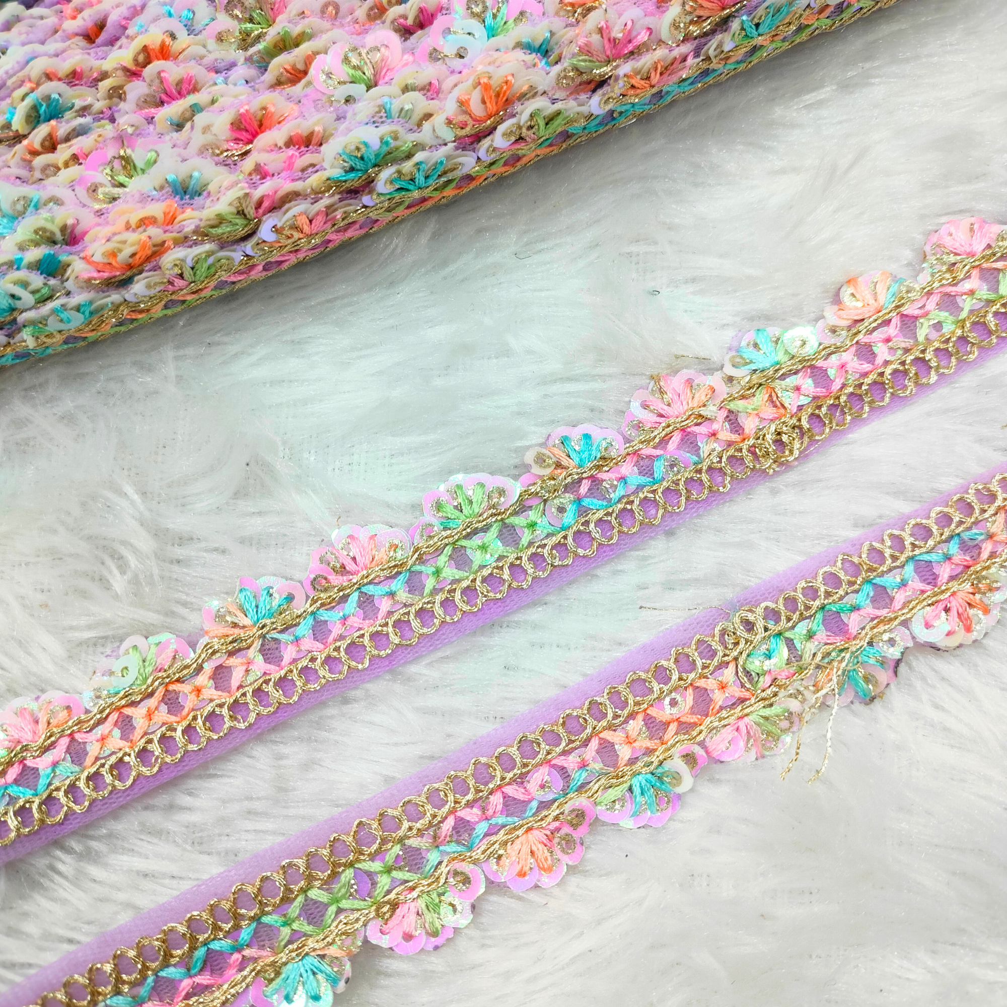 Floral Sequin Embroidered Lace Trim