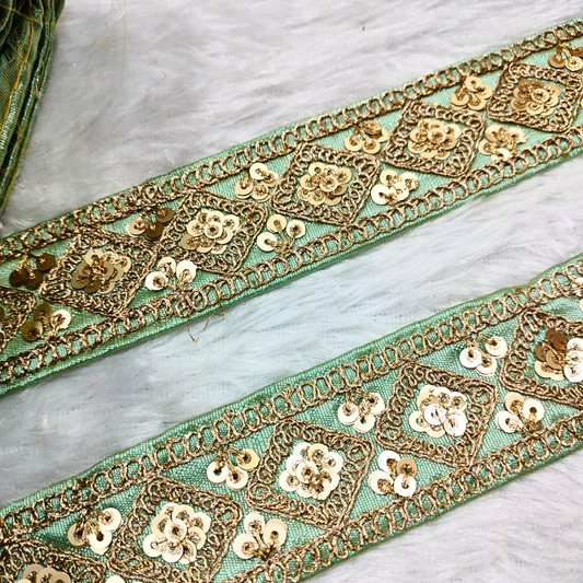 Sea Green Fancy Zari Embellished Trim