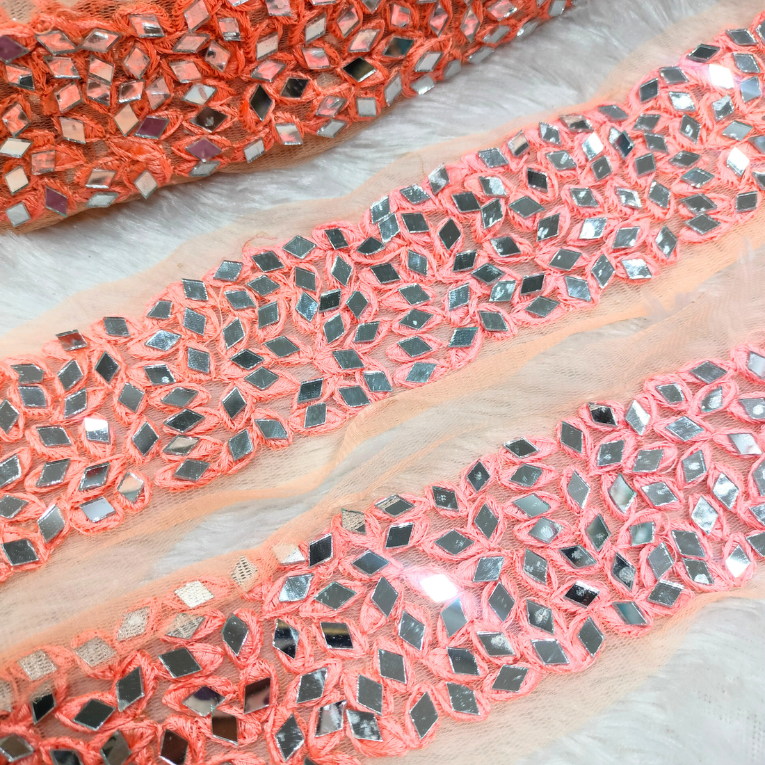 Diamond Mirror Work Lace