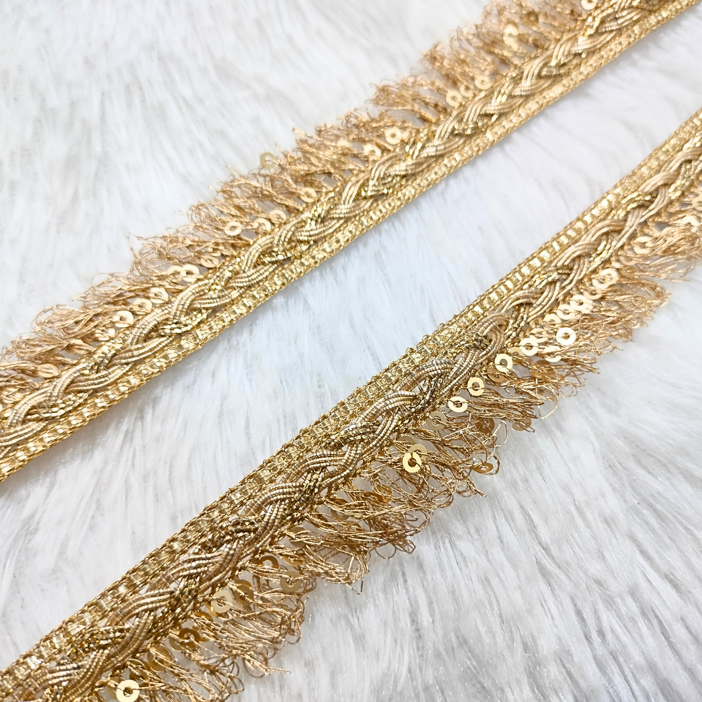 Golden Embellished Threadwork Trim