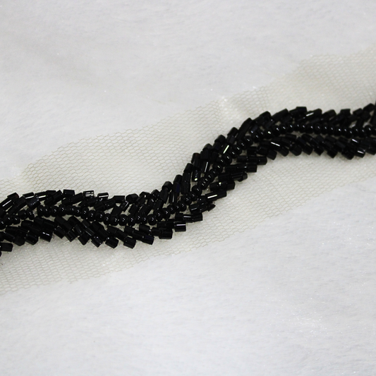 Jet Black Intricate Embellished Border