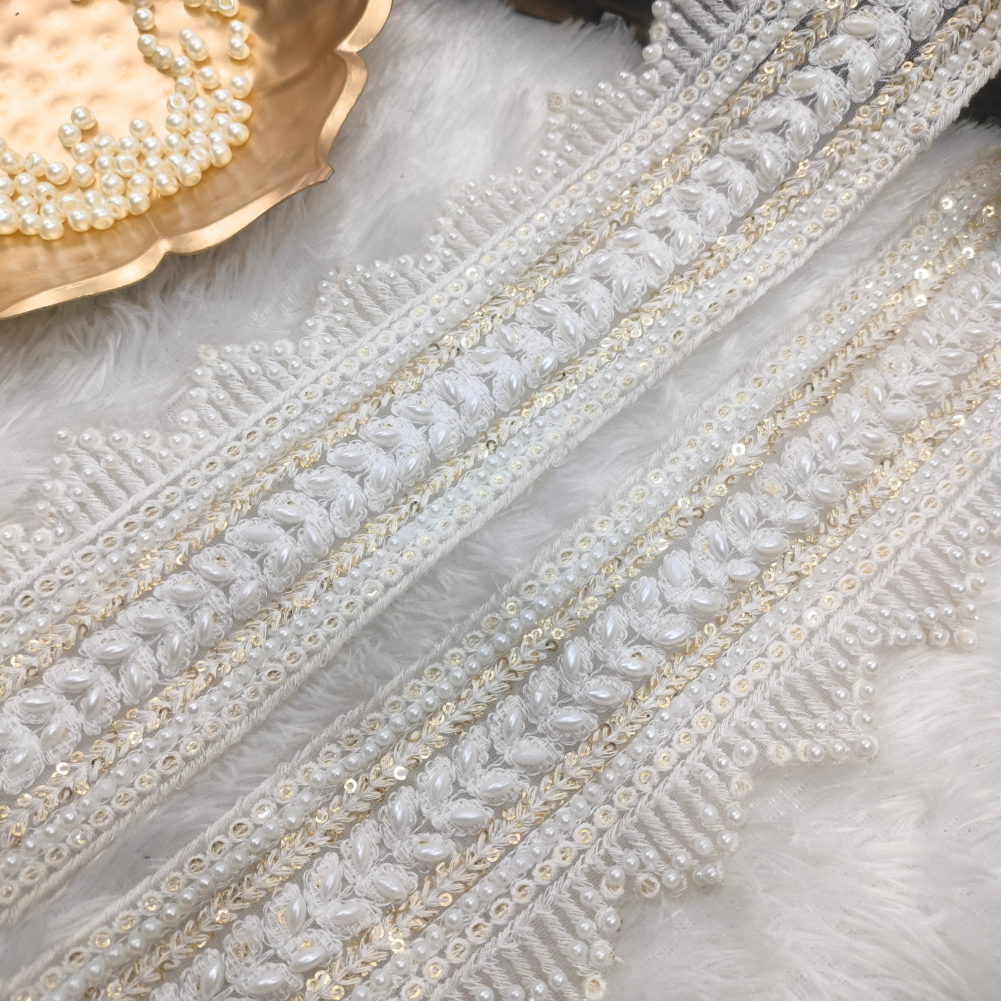 White Pearl & Sequence Lace