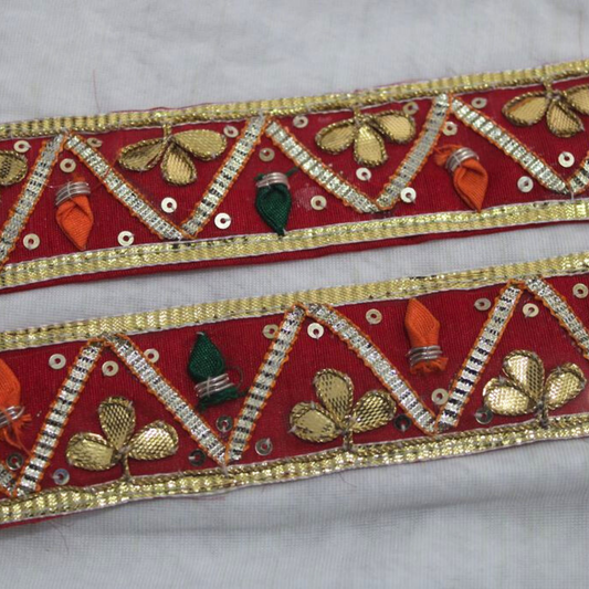 Red Traditional Gota Trim