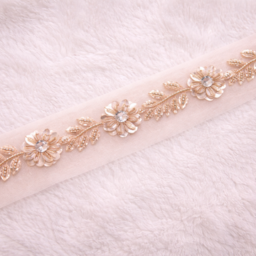 Rose Gold Floral Beaded Lace