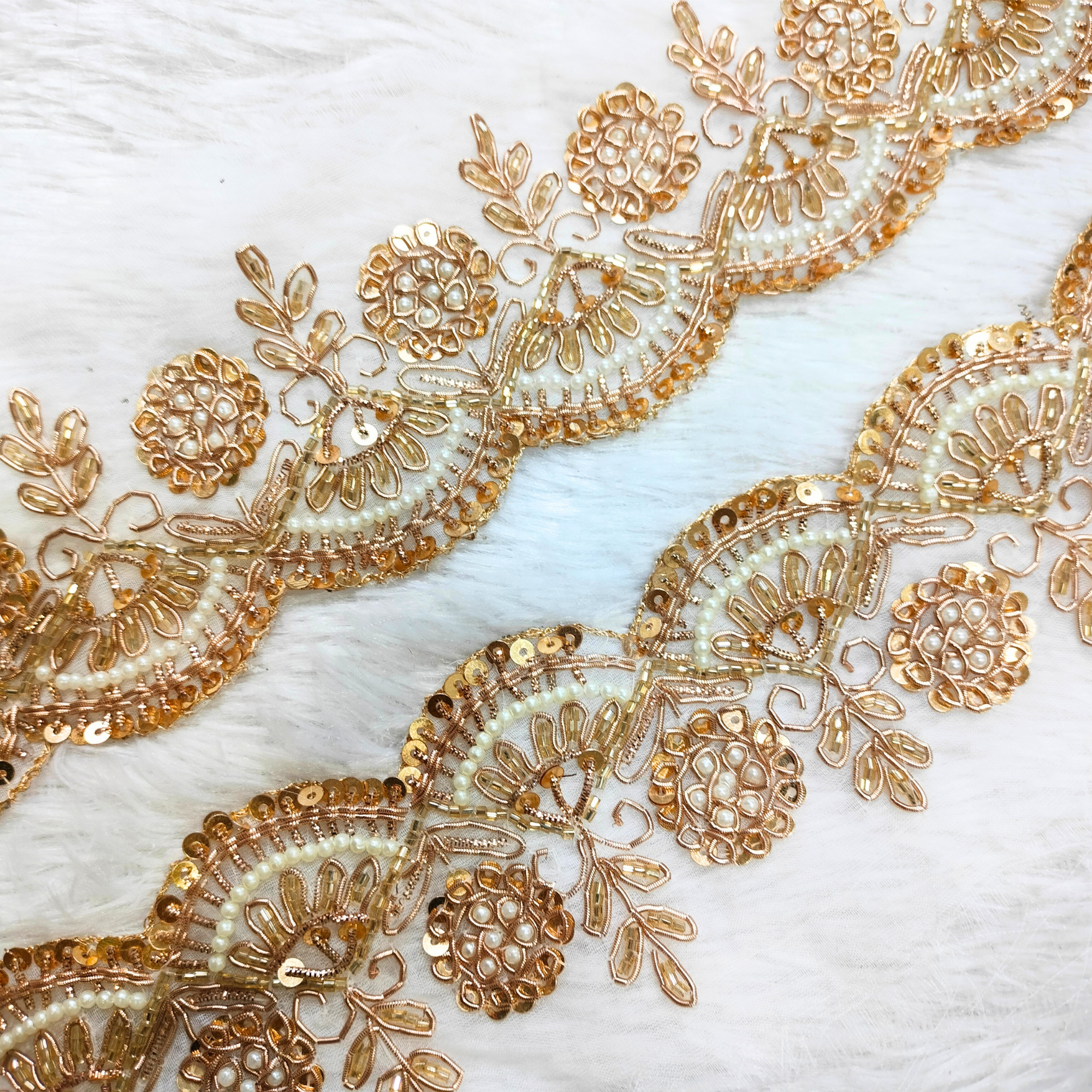 Rose Gold Handcrafted Zardozi Trim