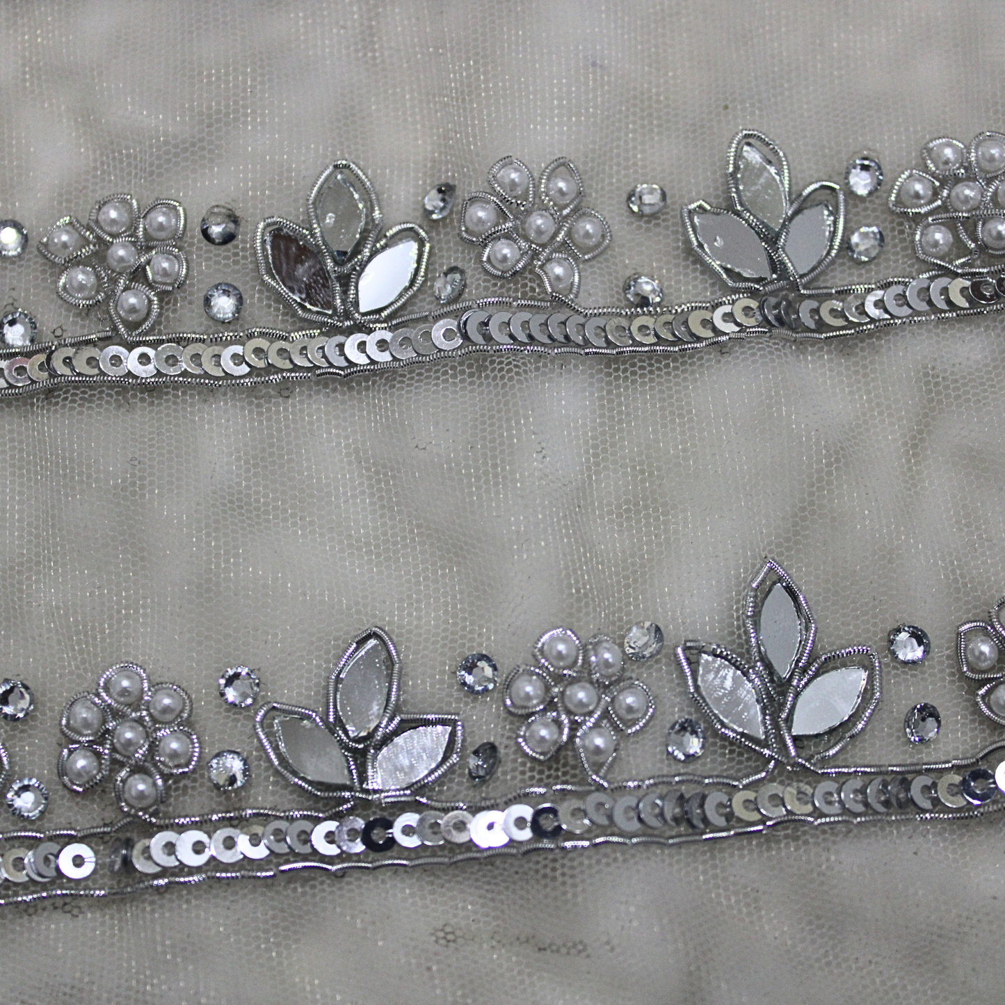 Silver Zardozi Work Handcrafted Trim