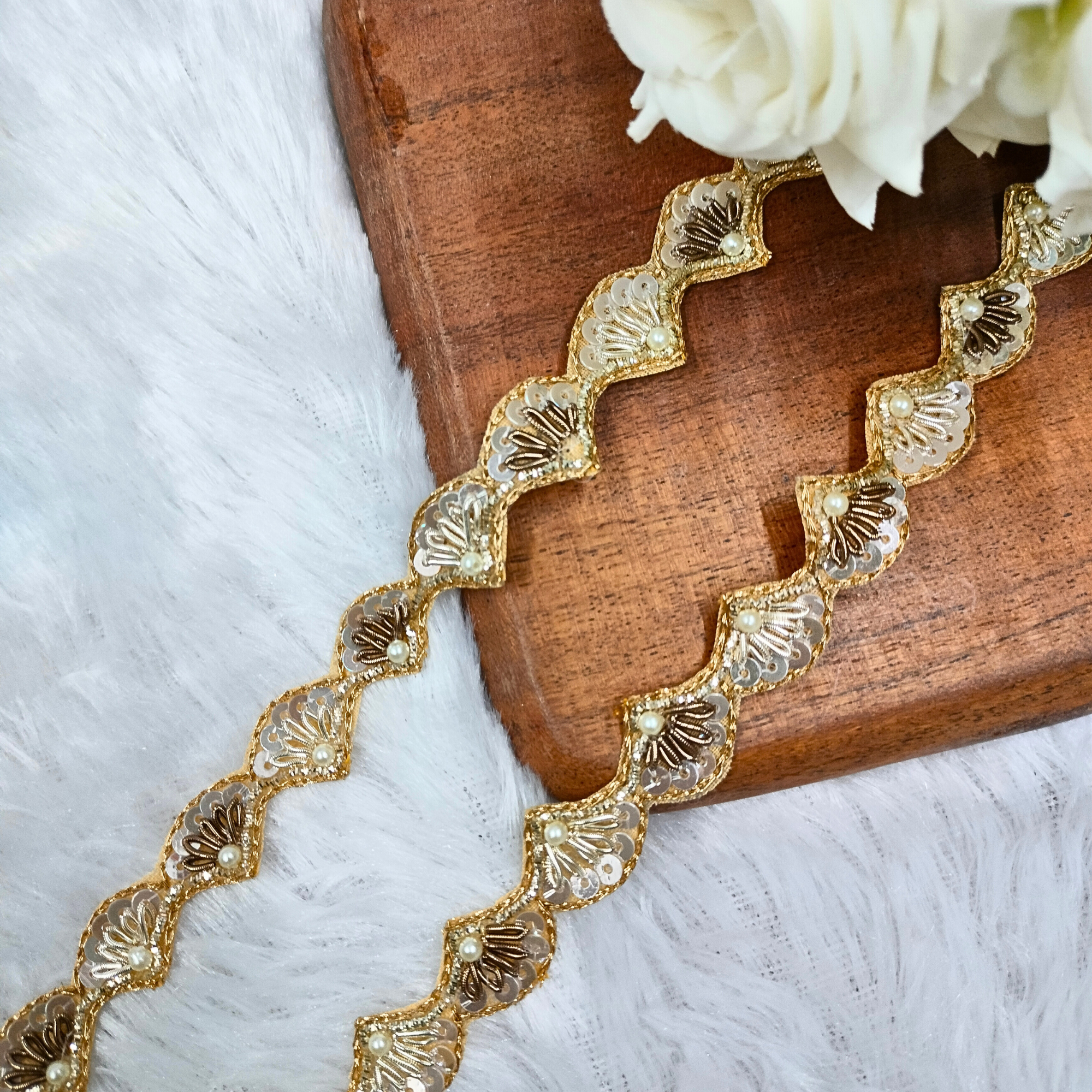Premium Golden Zardozi Embroidered Trim