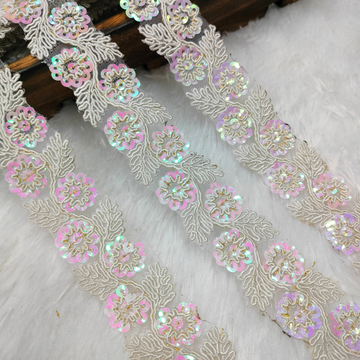 Ivory & Iridescent Floral Embroidered Lace