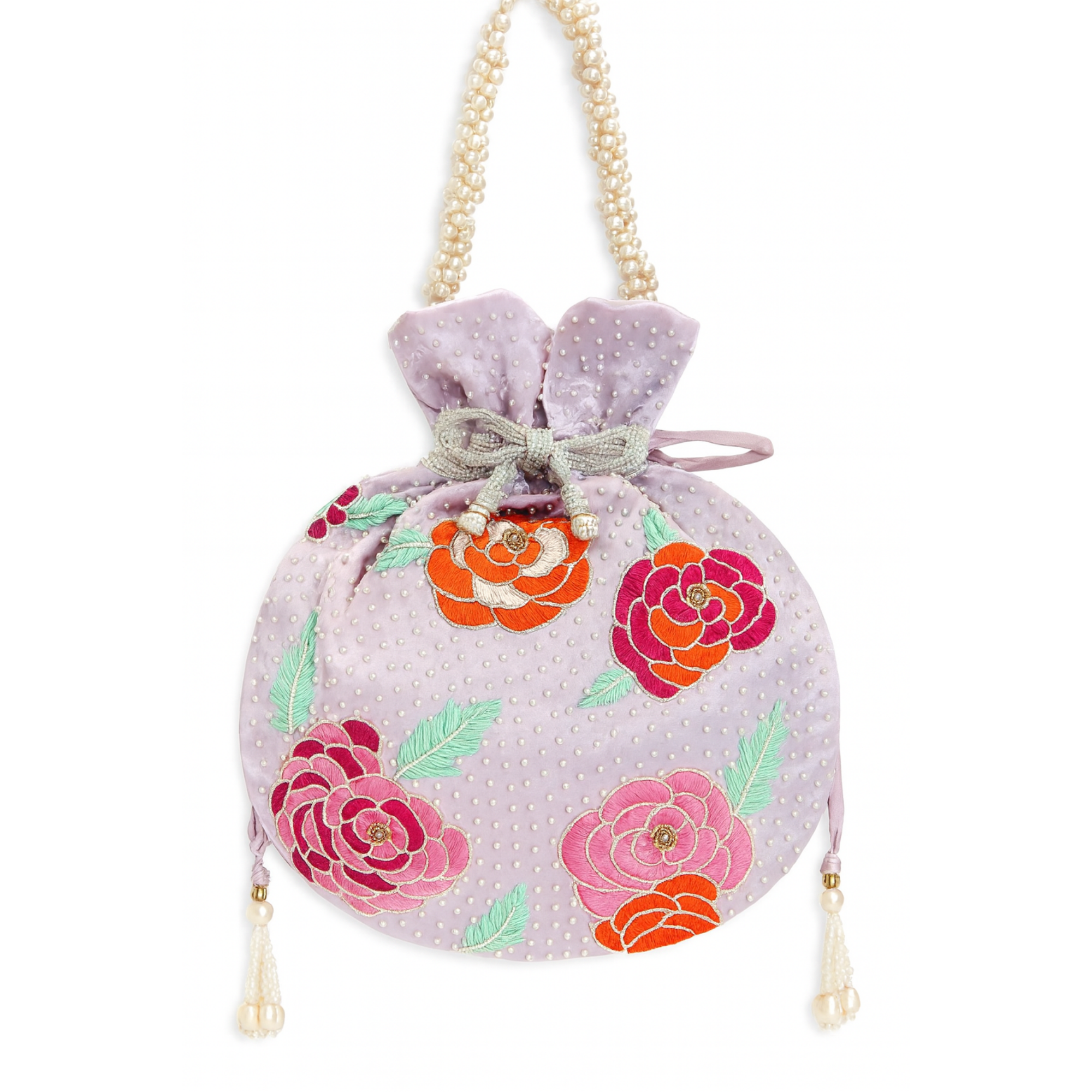 Lilac Floral Embroidered Potli