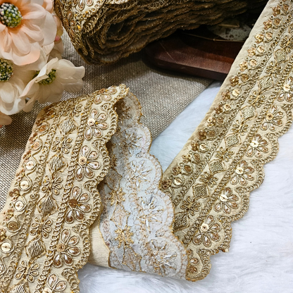 Beige Fancy Embellished Trim