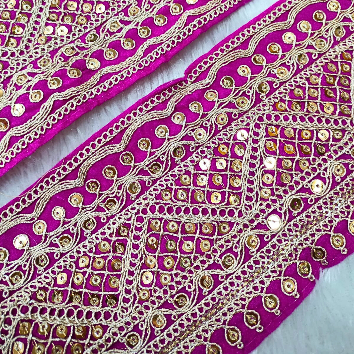 Dark Pink Fancy Embellished Trim