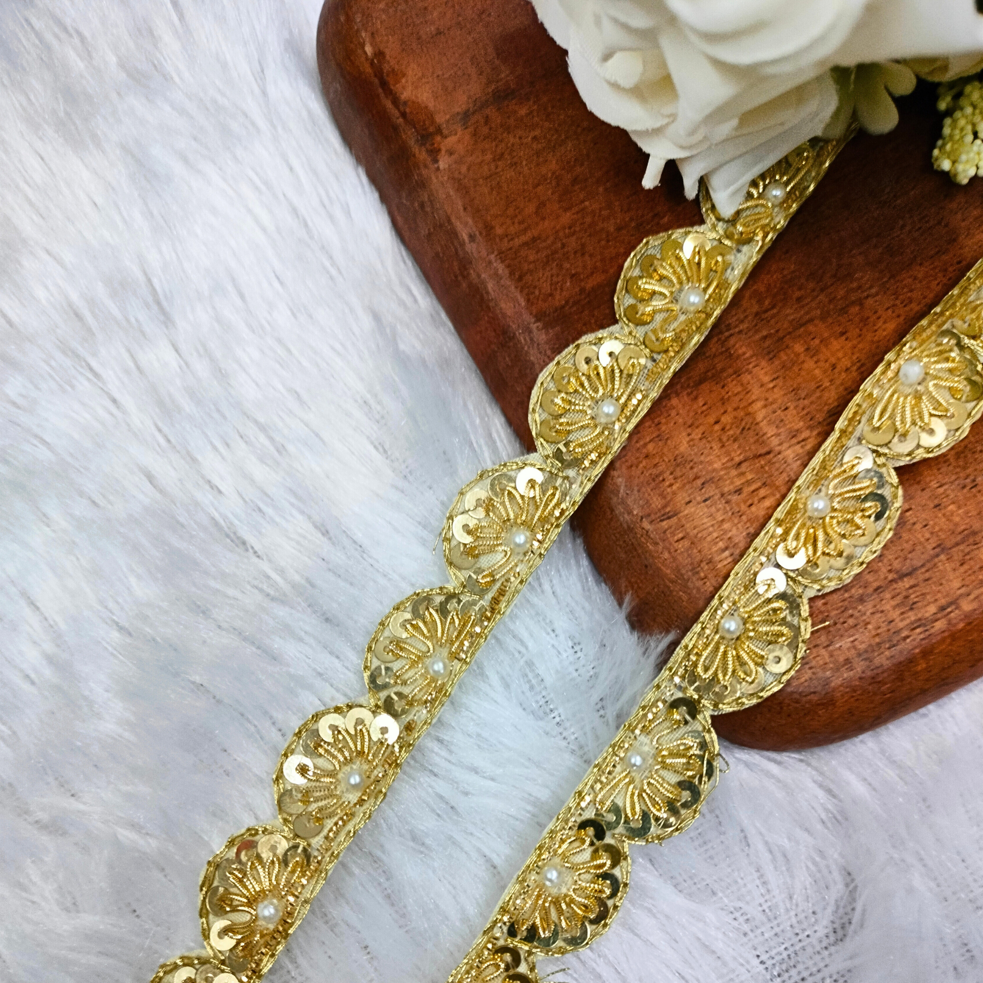 Premium Light Gold Zardozi Embroidered Trim