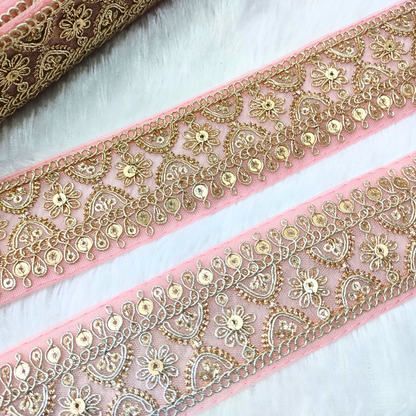 Fancy Light Pink Embellished Trim