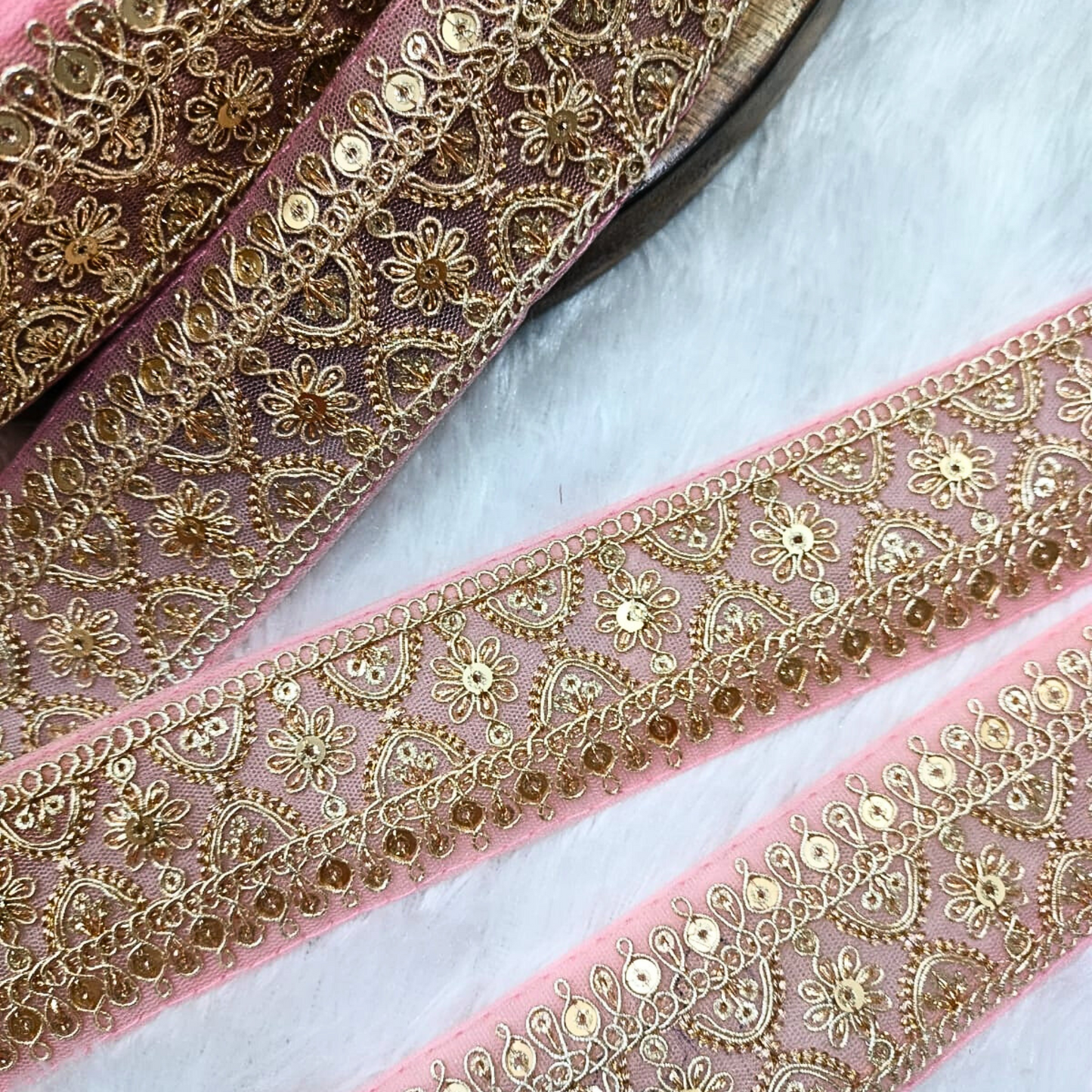 Fancy Light Pink Embellished Trim