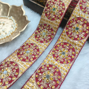 Maroon Circular Embroidered Lace