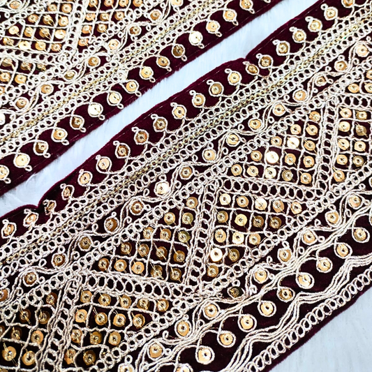 Maroon Fancy Embellished Trim